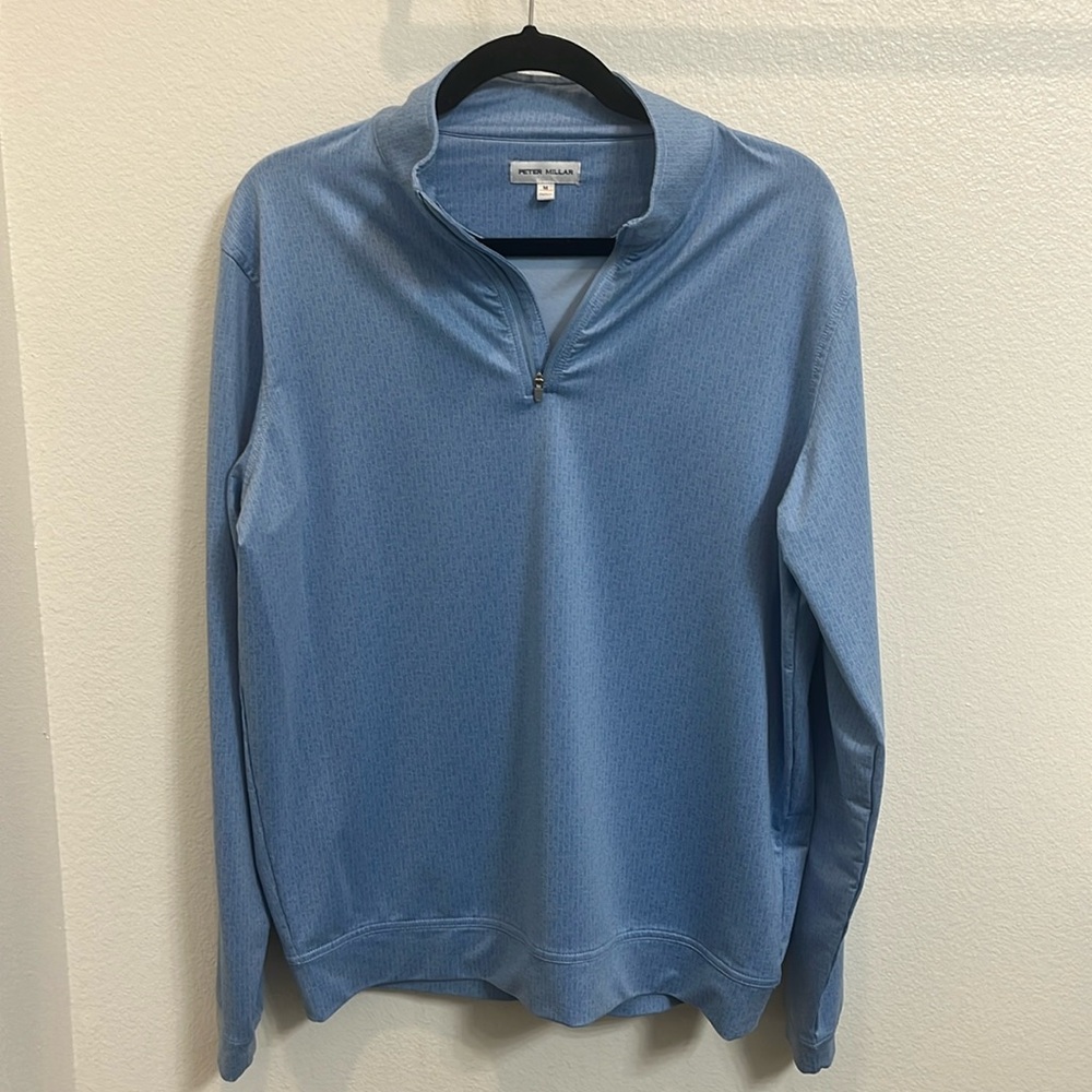 Peter Millar Golf 1/4 Zip Tight Pattern Print Golf Tools Light Blue Men’s Size M
